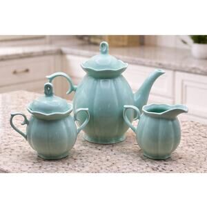 Grace's Teaware Pearl Teal Green Tea/Coffee Set Pre-Loved